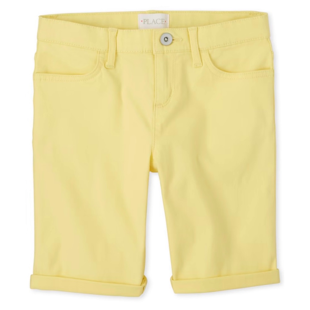 The Children's Place Girls Roll Cuff Twill Skimmer Shorts - Sun Valley